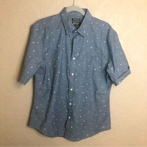 Mix & NY Stretch button down shirt M medium blue star great condition